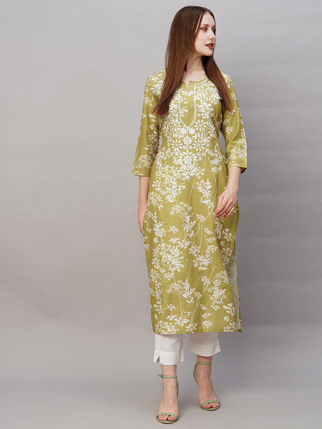 kalini floral embroidered thread work regular kurta