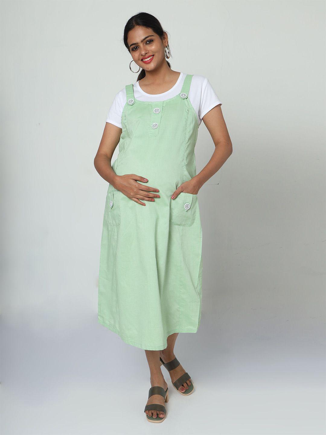 manet shoulder strap cotton pinafore midi dress