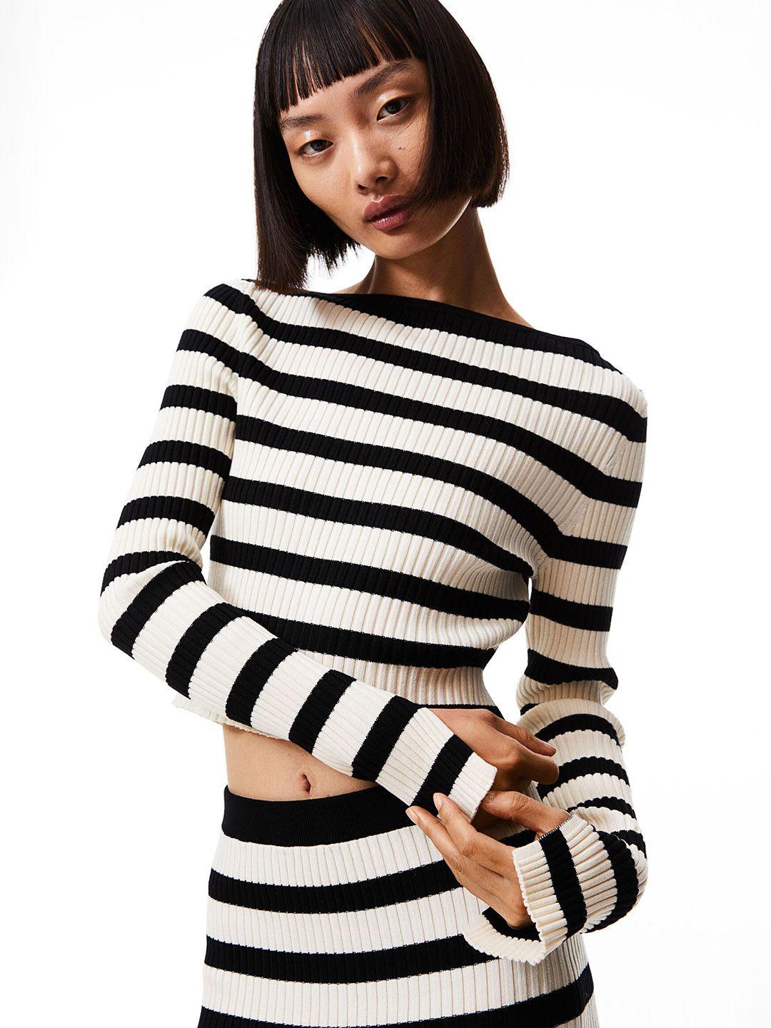 h&m rib-knit cropped top