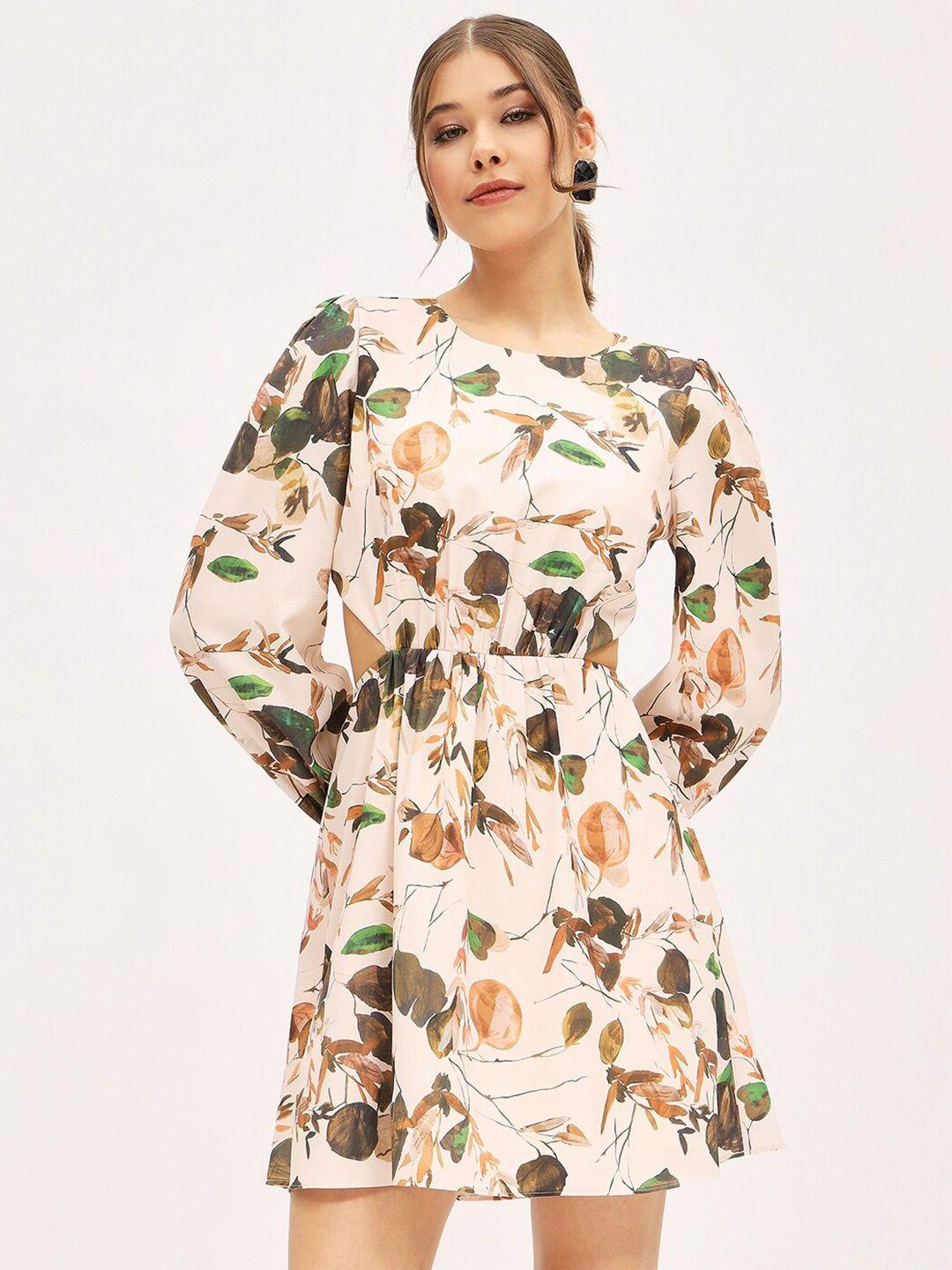 harpa floral print puff sleeves fit & flare dress