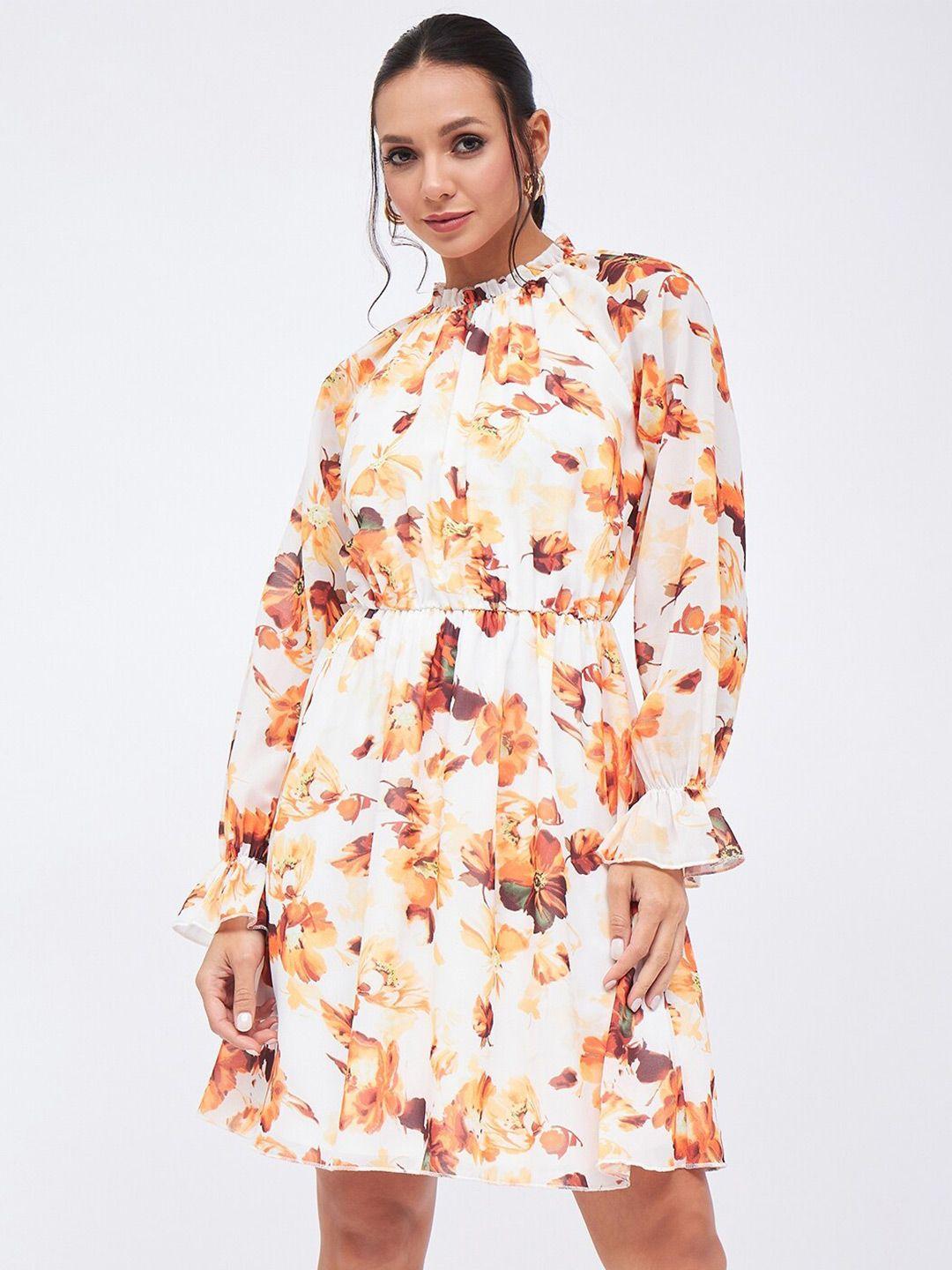 harpa floral printed puff sleeve fit & flare dress