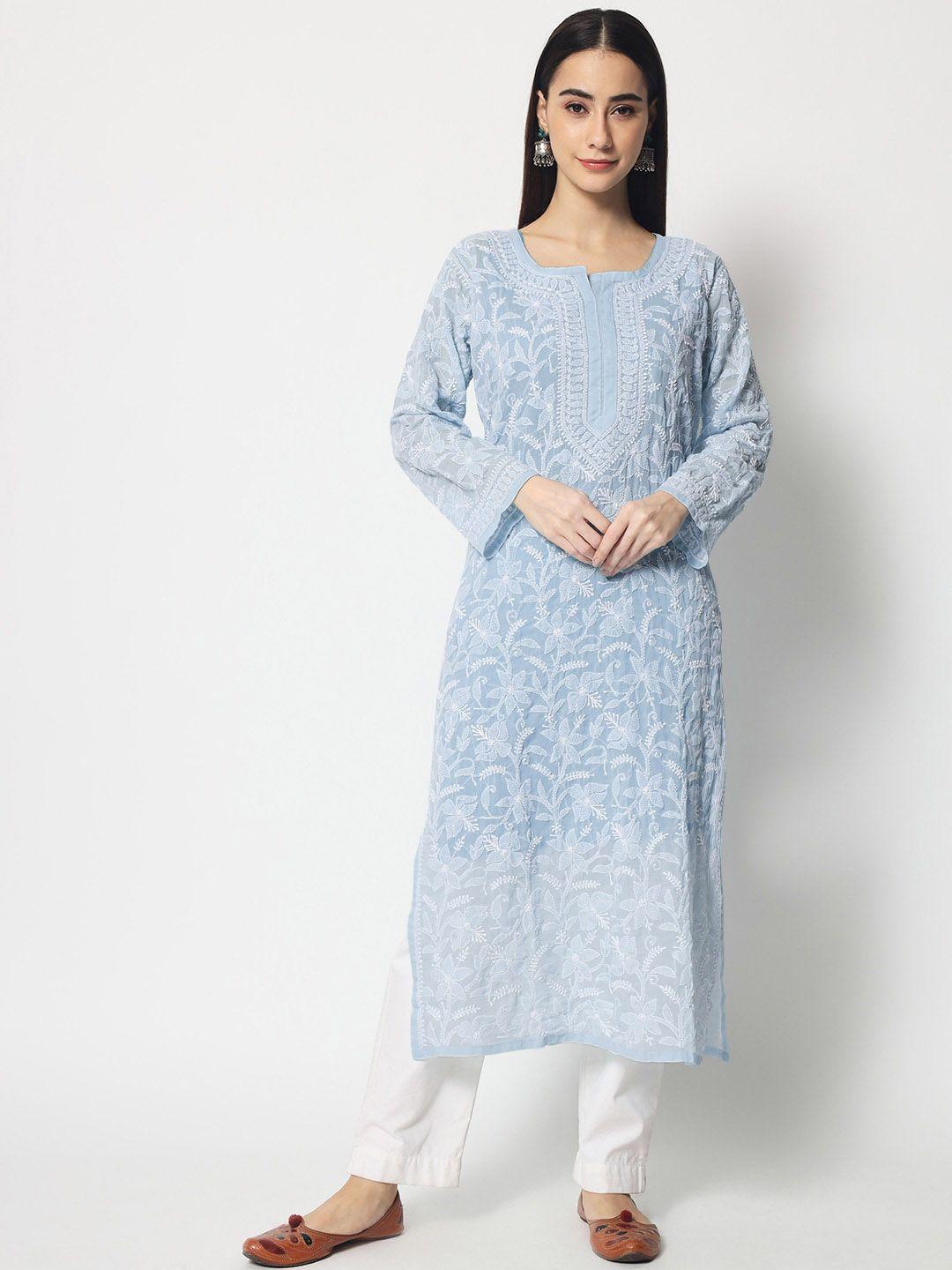 paramount chikan ethnic motifs embroidered chikankari kurta