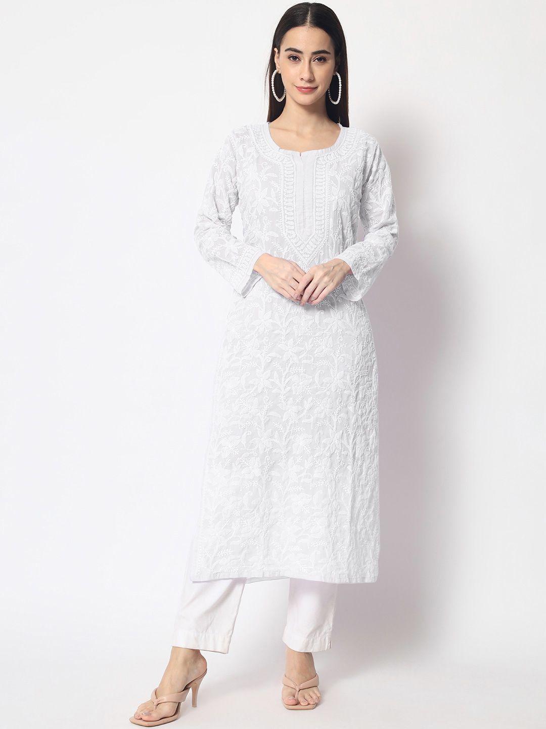 paramount chikan ethnic motifs embroidered chikankari kurta