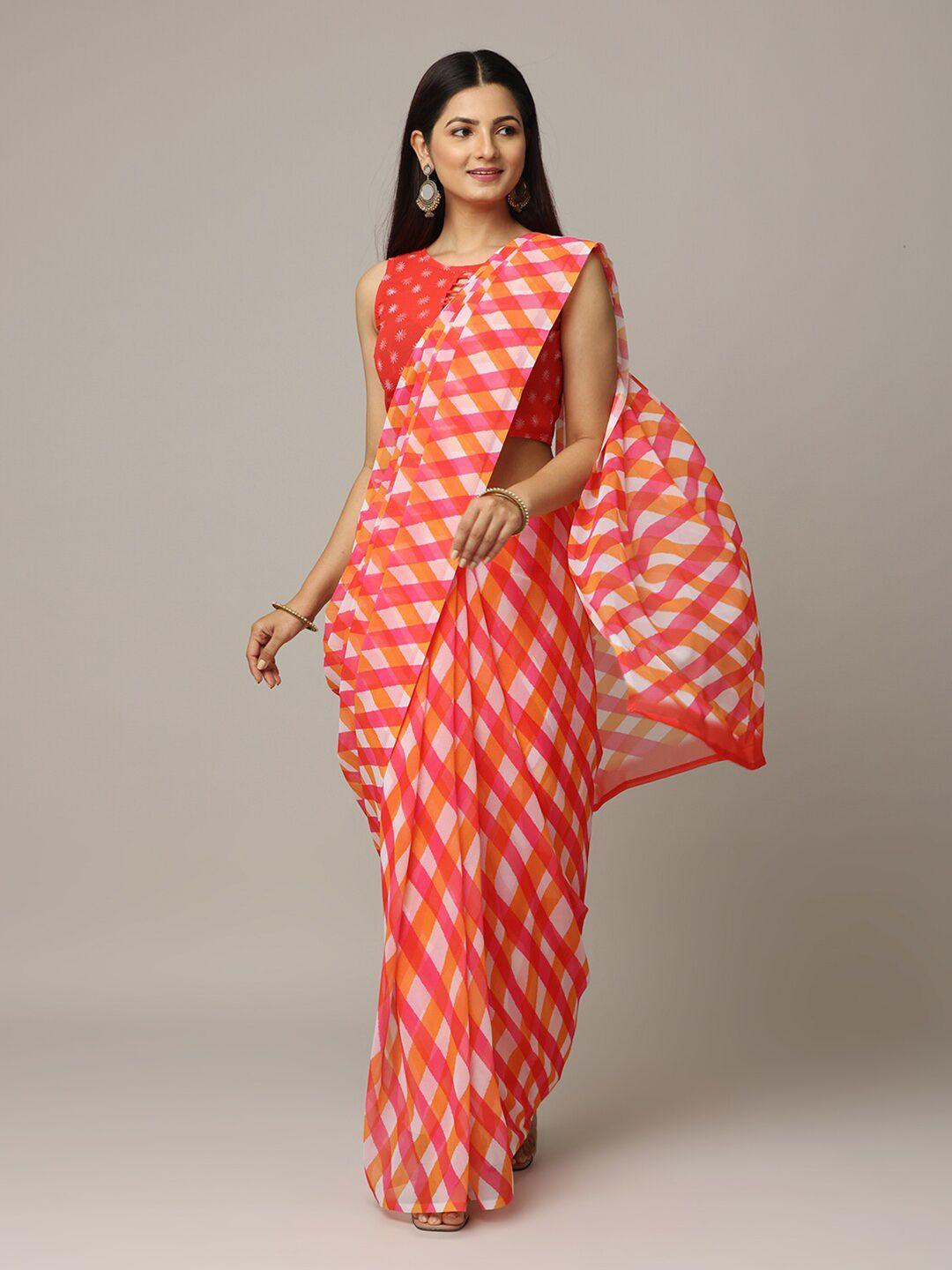 vastranand checked georgette leheriya saree