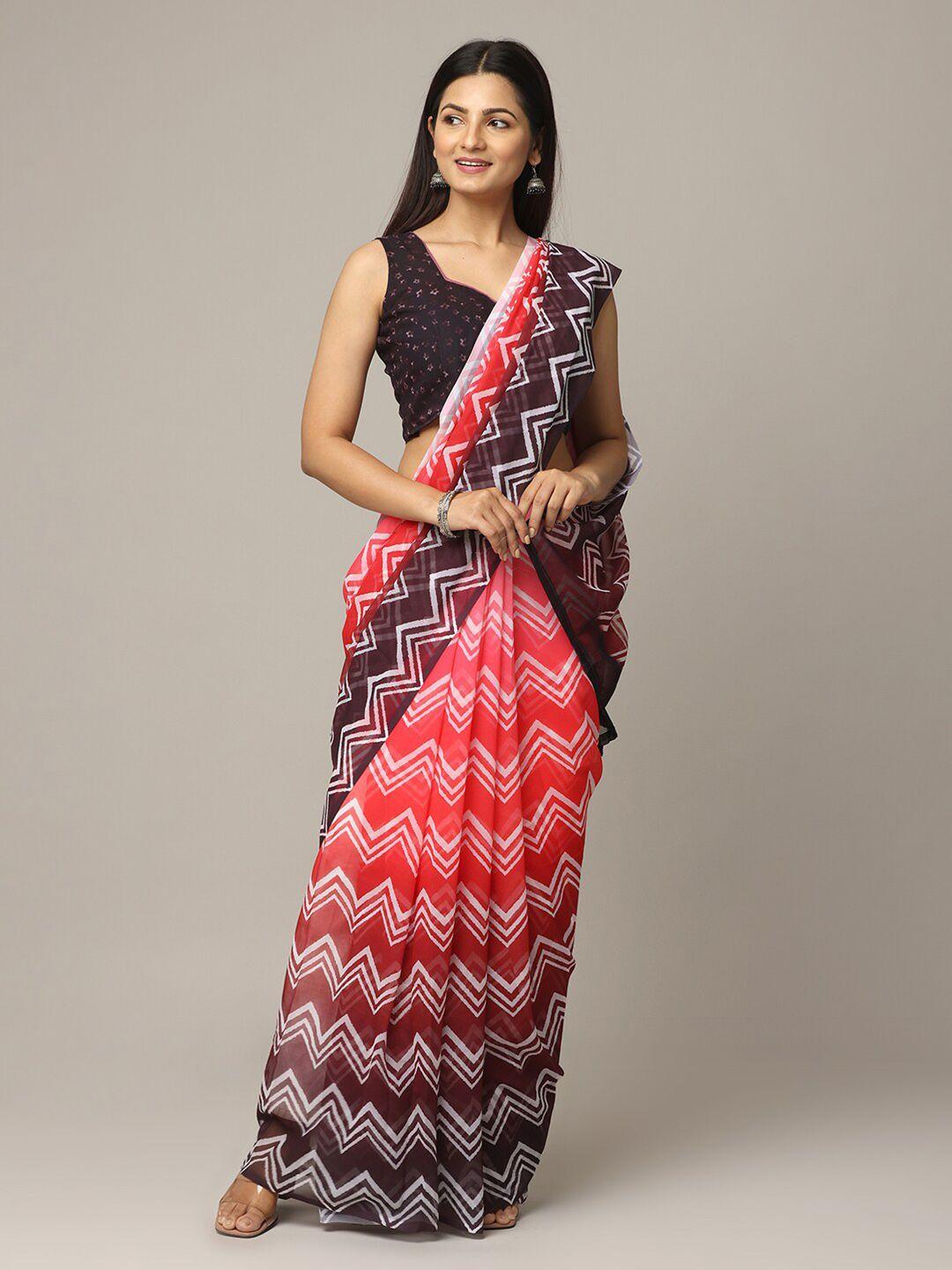 vastranand geometeric printed georgette ikkat saree