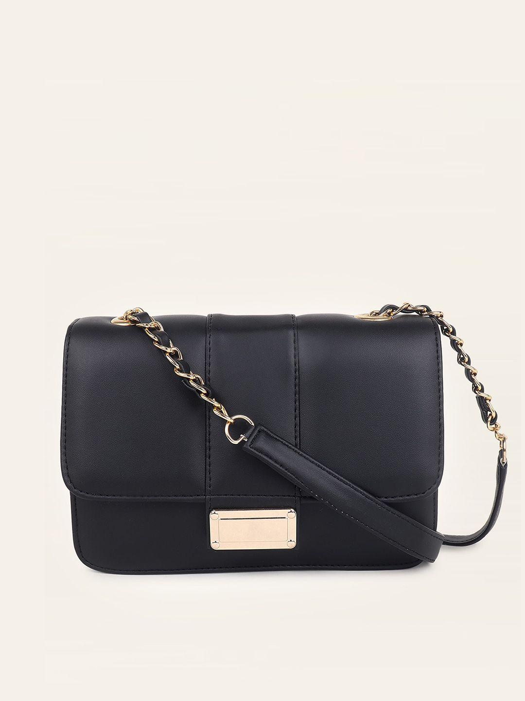 dressberry black textured sling bag