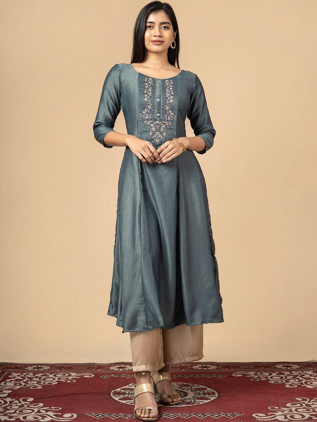 maybell women embroidered panelled a-line kurta