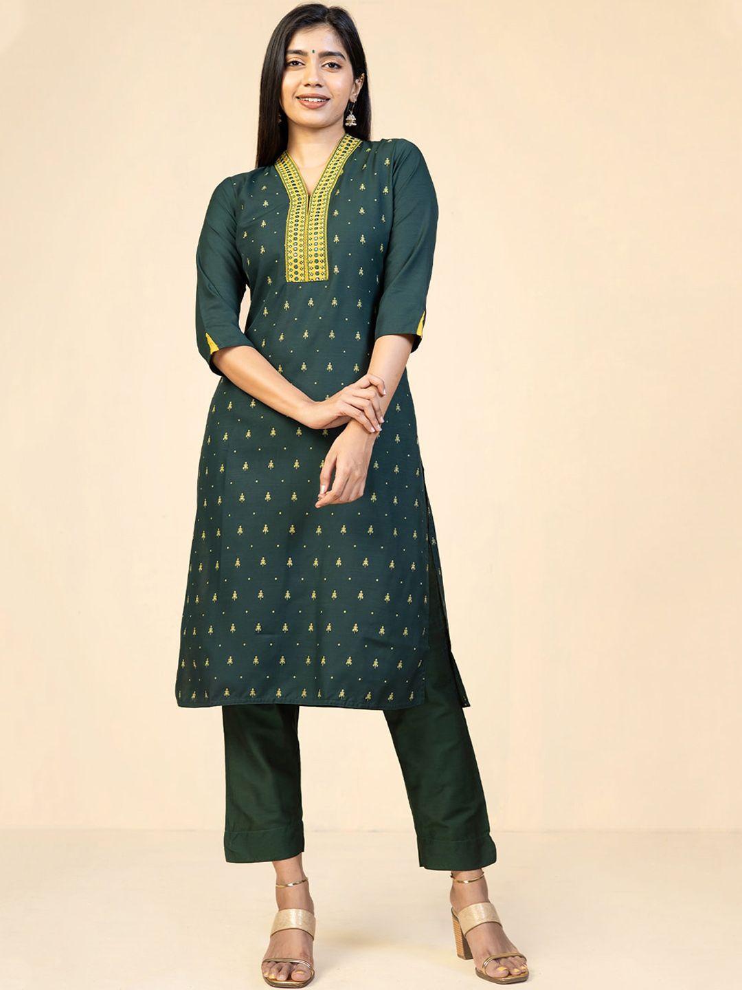 maybell women embroidered straight kurta