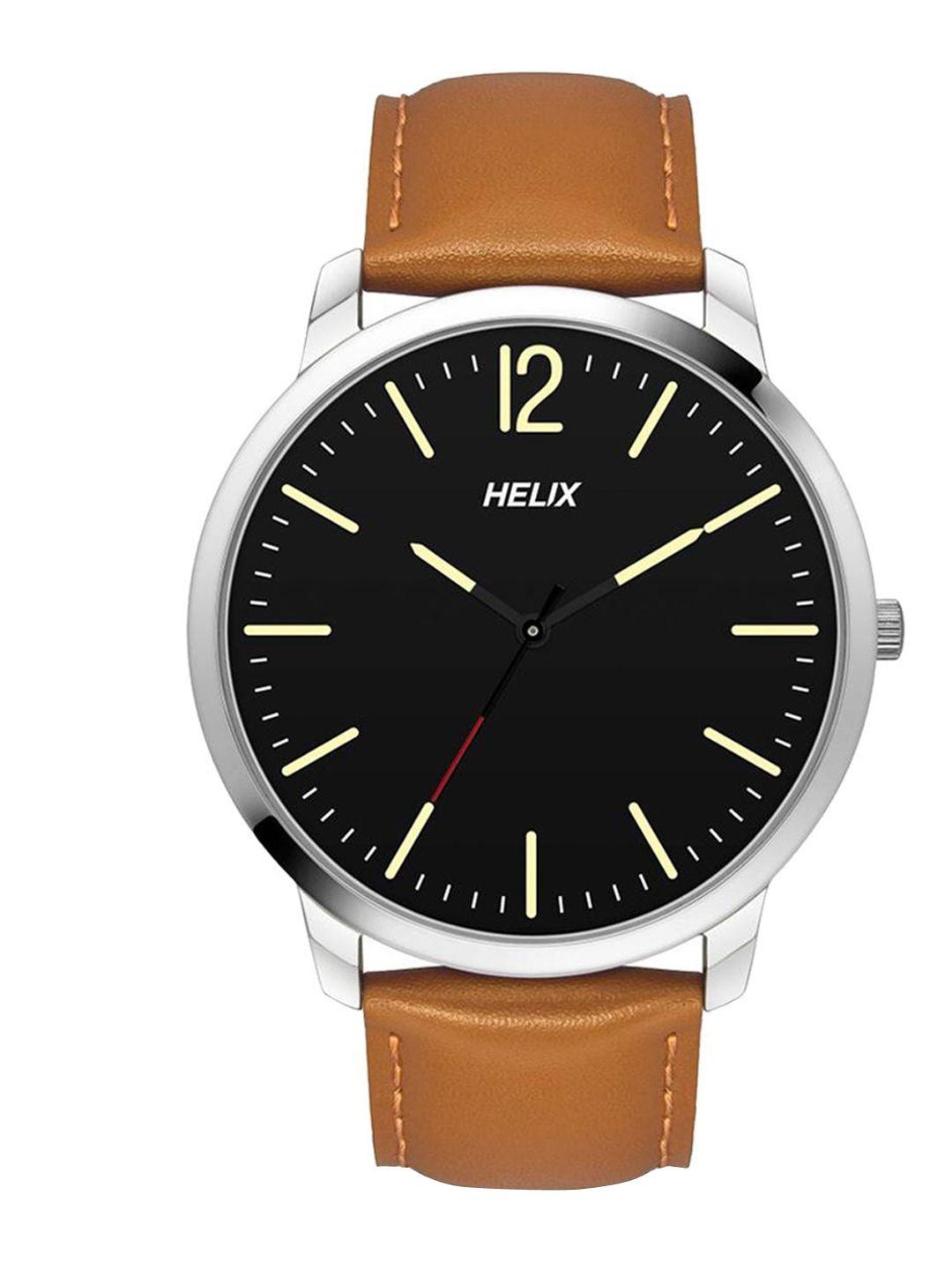 helix men leather straps analogue watch tw039hg09