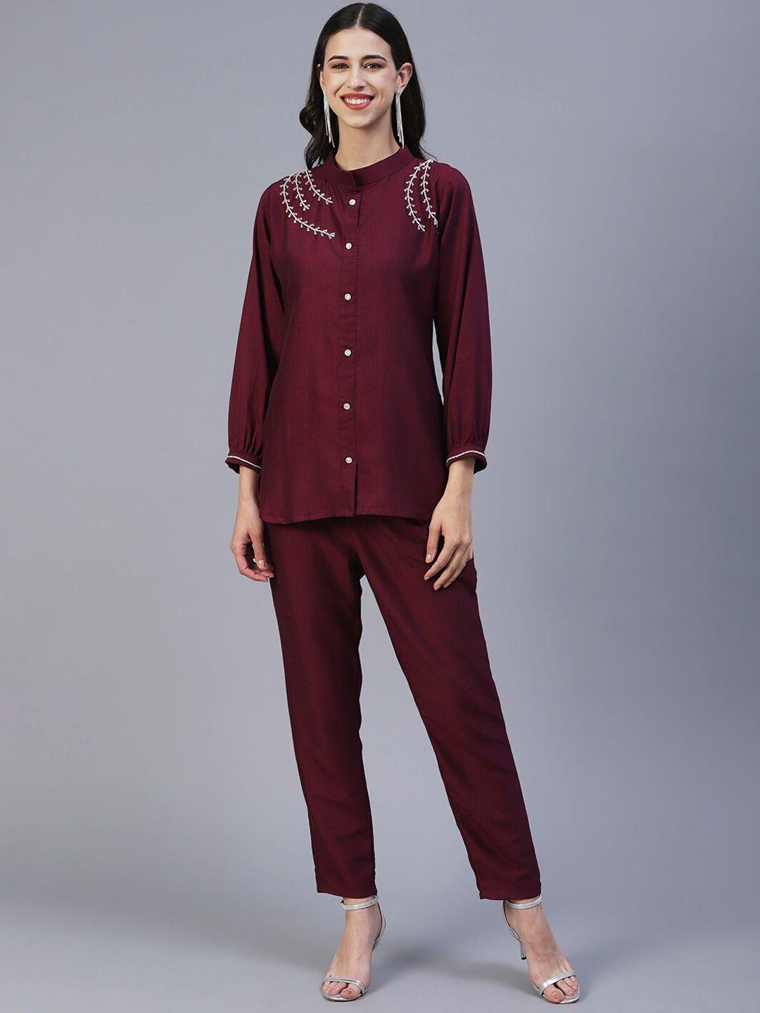 kalini embroidered regular beads and stones top with trousers