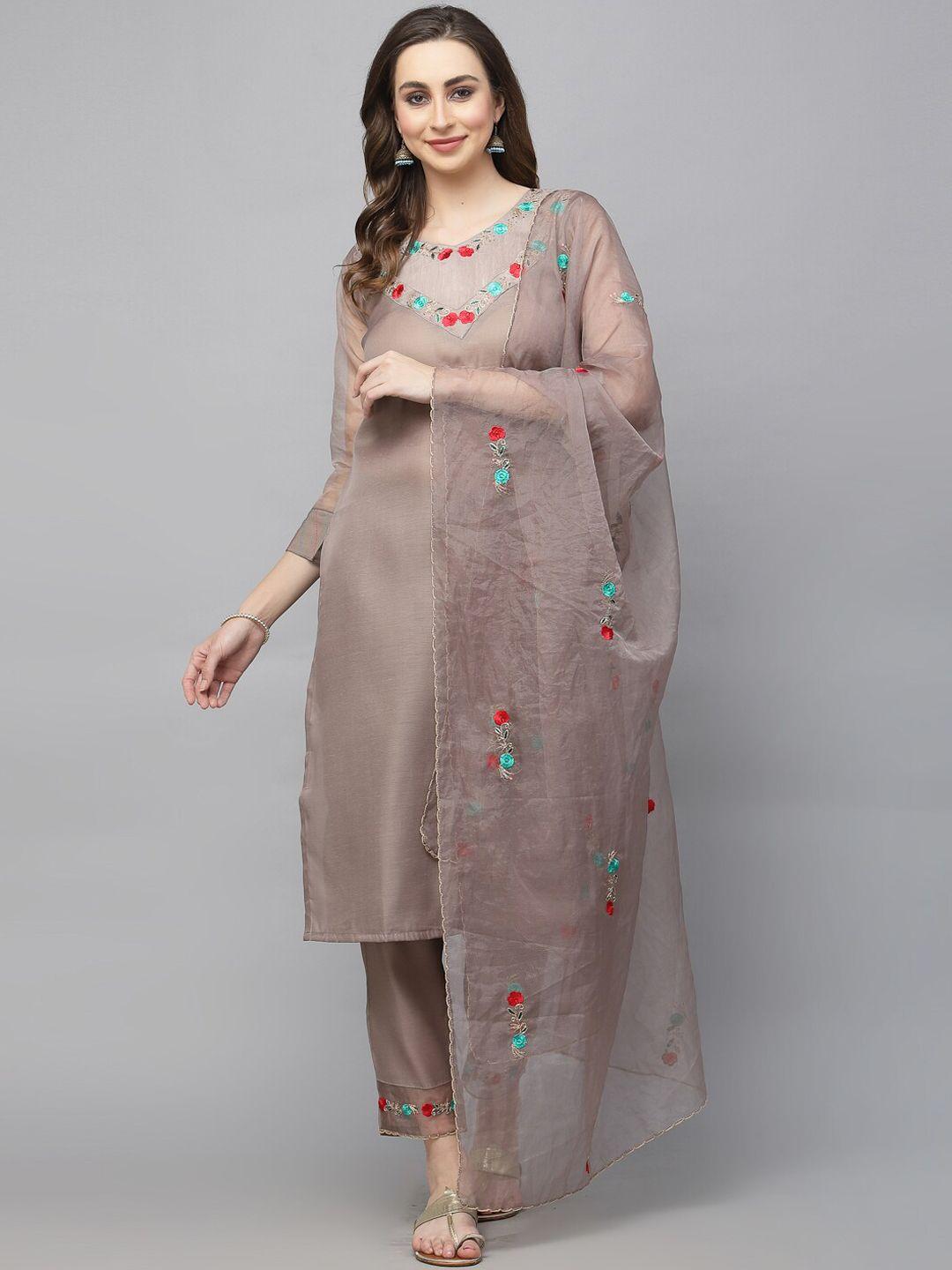 kalini floral embroidered kurta with trousers & with dupatta