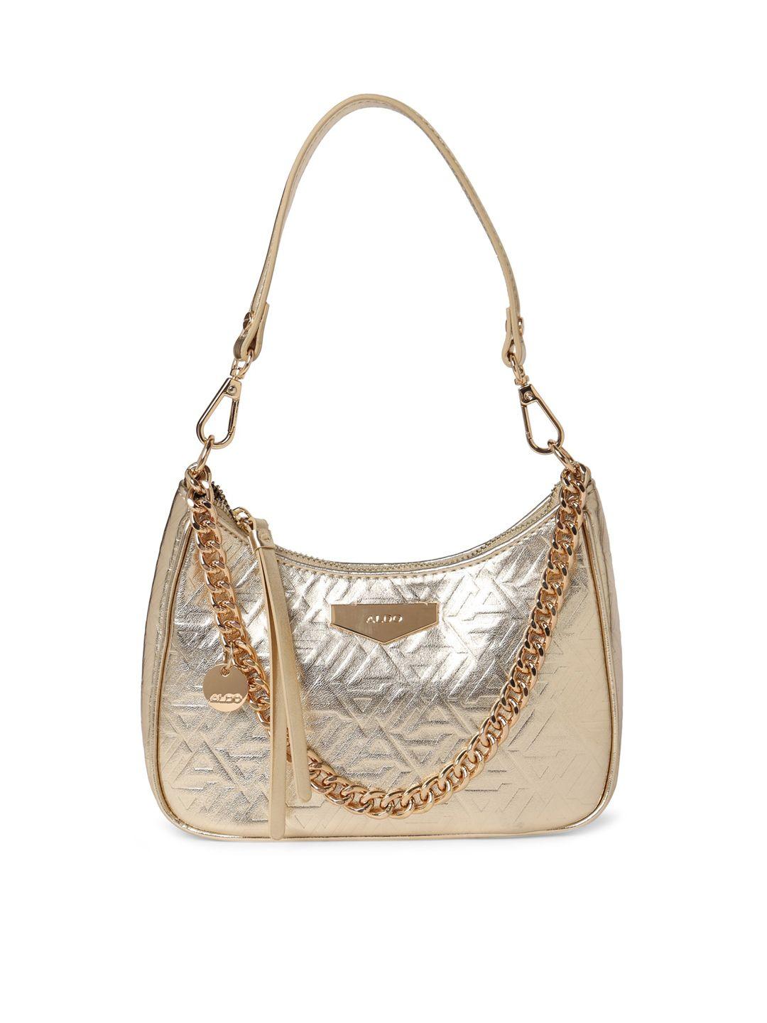 aldo gold-toned structured handheld bag with quilted