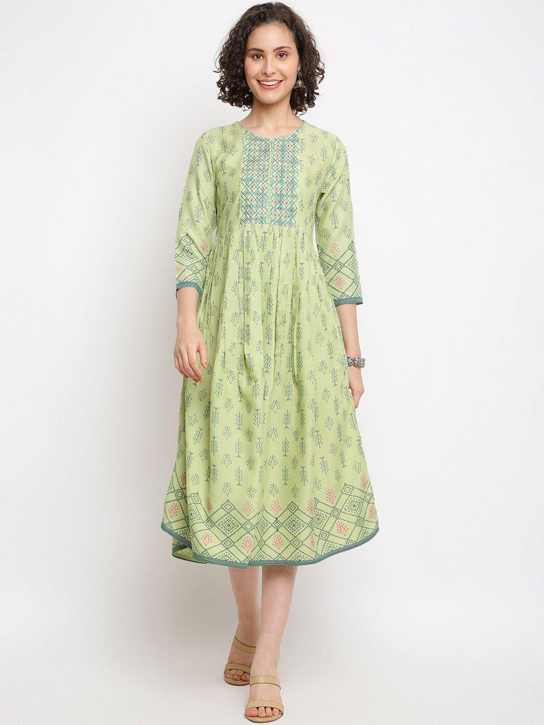 imara ethnic motifs printed a-line midi dress