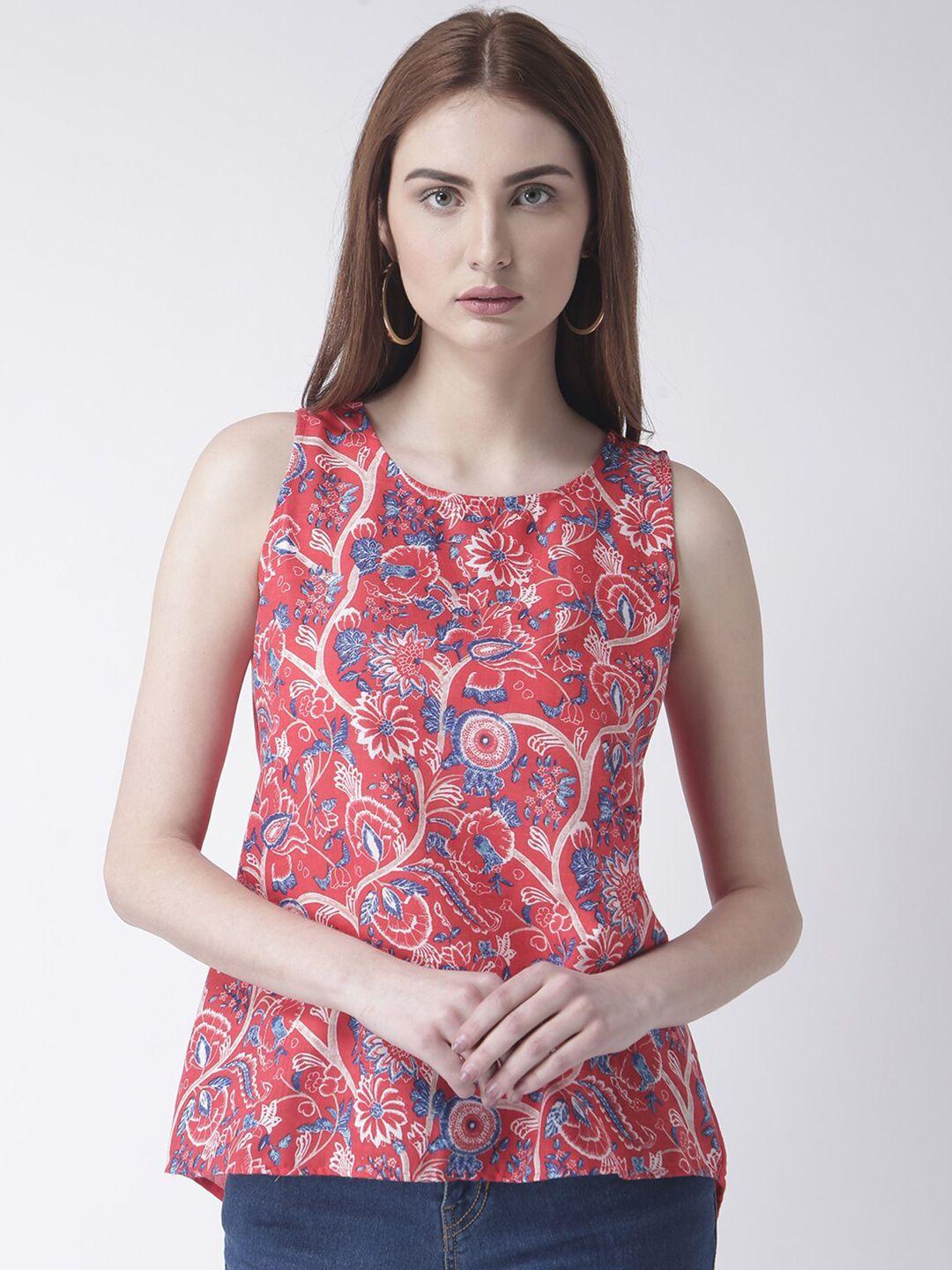 fusion beats floral printed sleeveless regular top