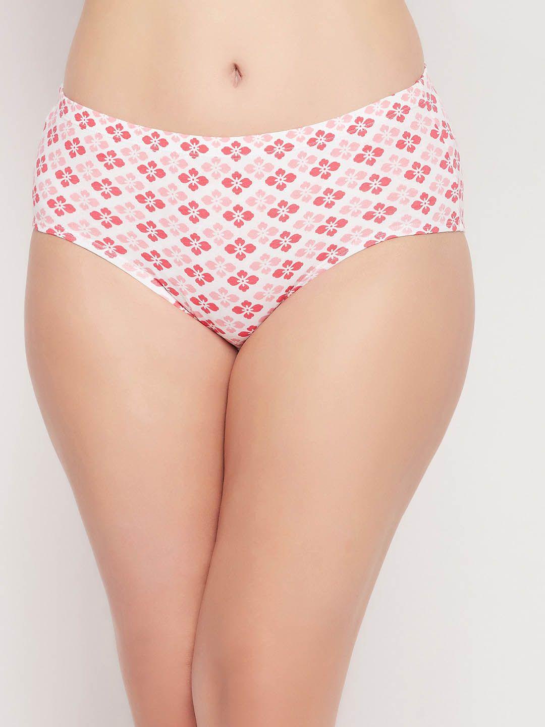 clovia white floral printed pure cotton hipster briefs