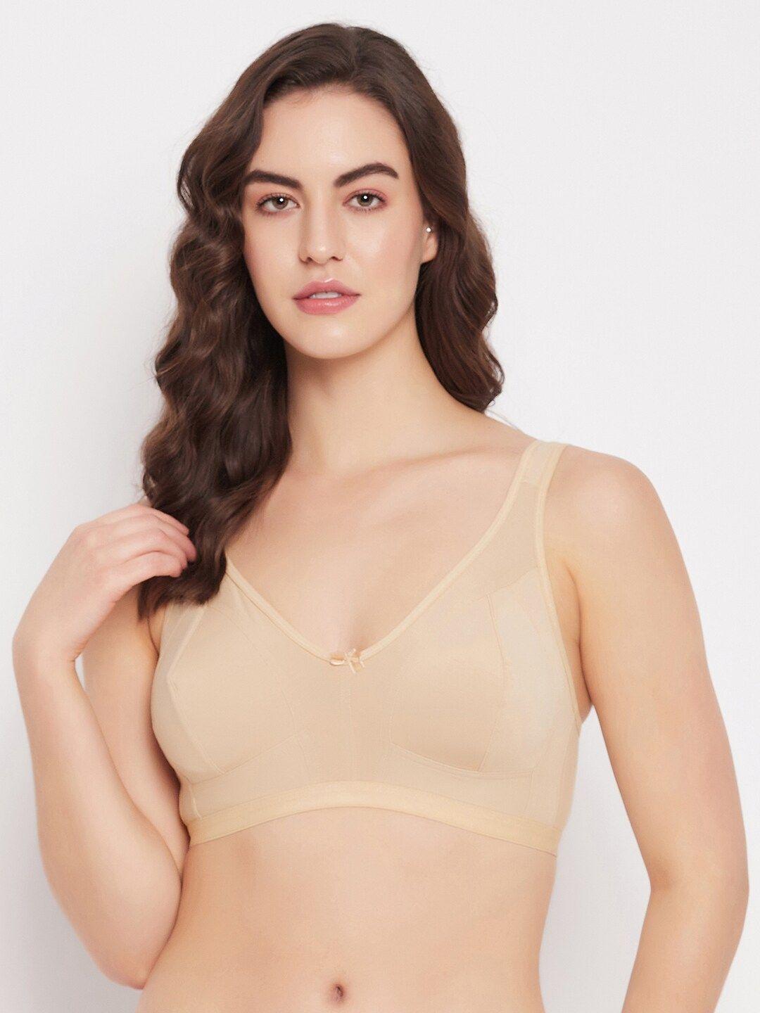 clovia beige non-padded cotton full coverage bra all day comfort