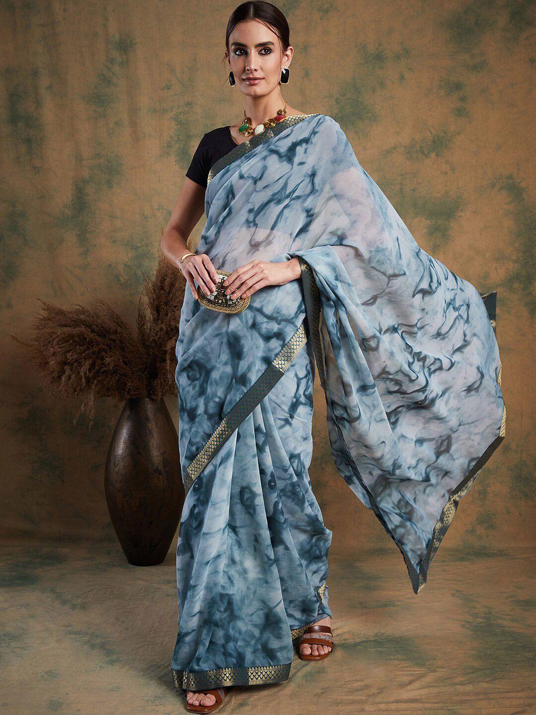 sangria tie and dye printed saree