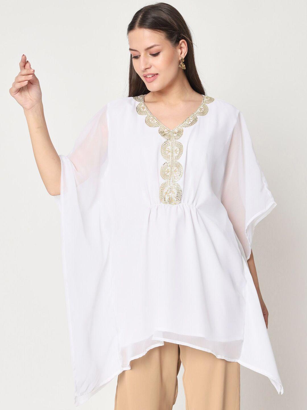 studio rasa v-neck sequinned kaftan kurti