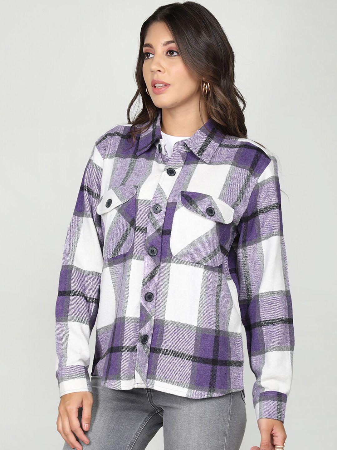 dlanxa checked spread collar coat