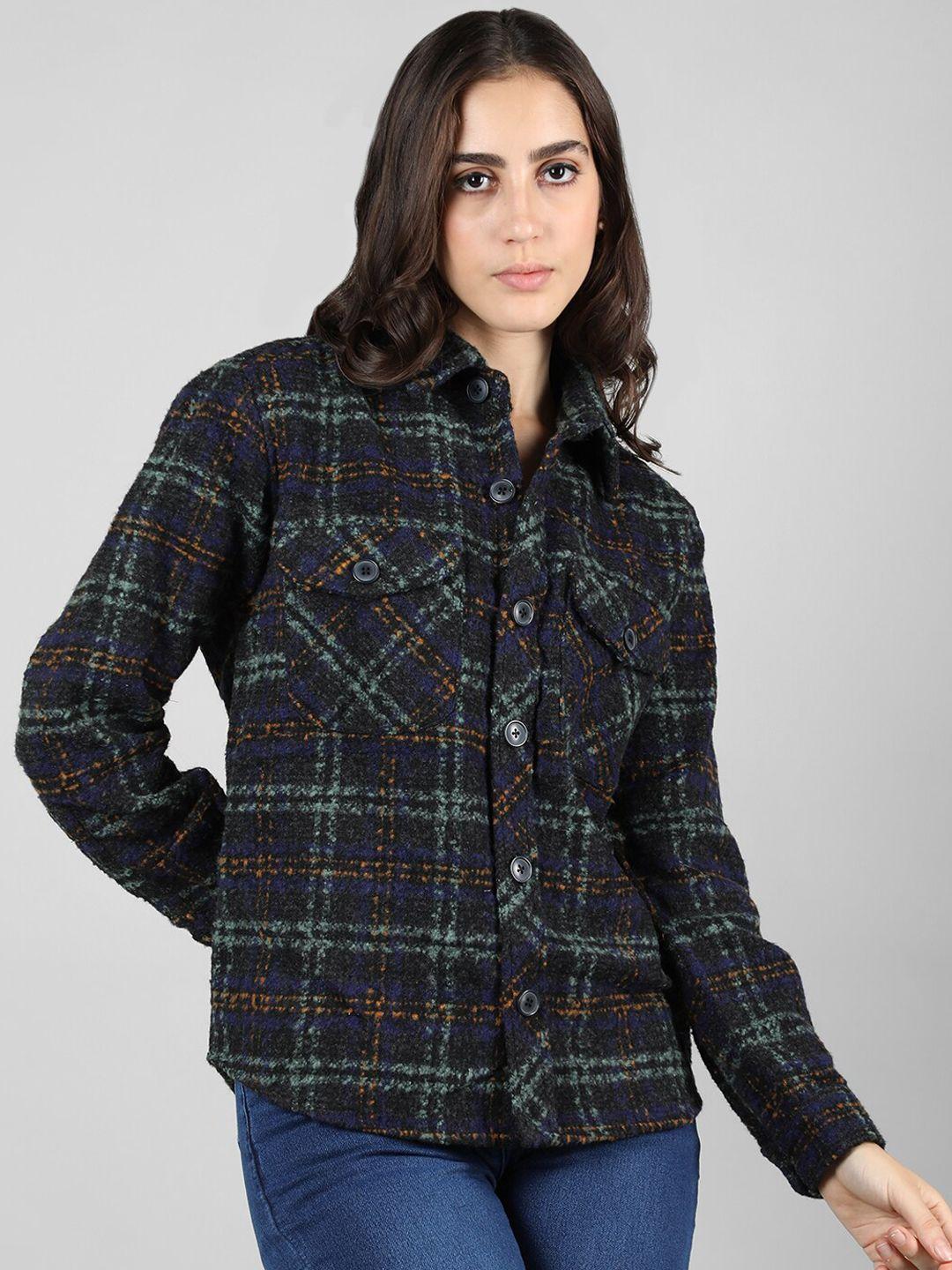 dlanxa spread collar checked coats