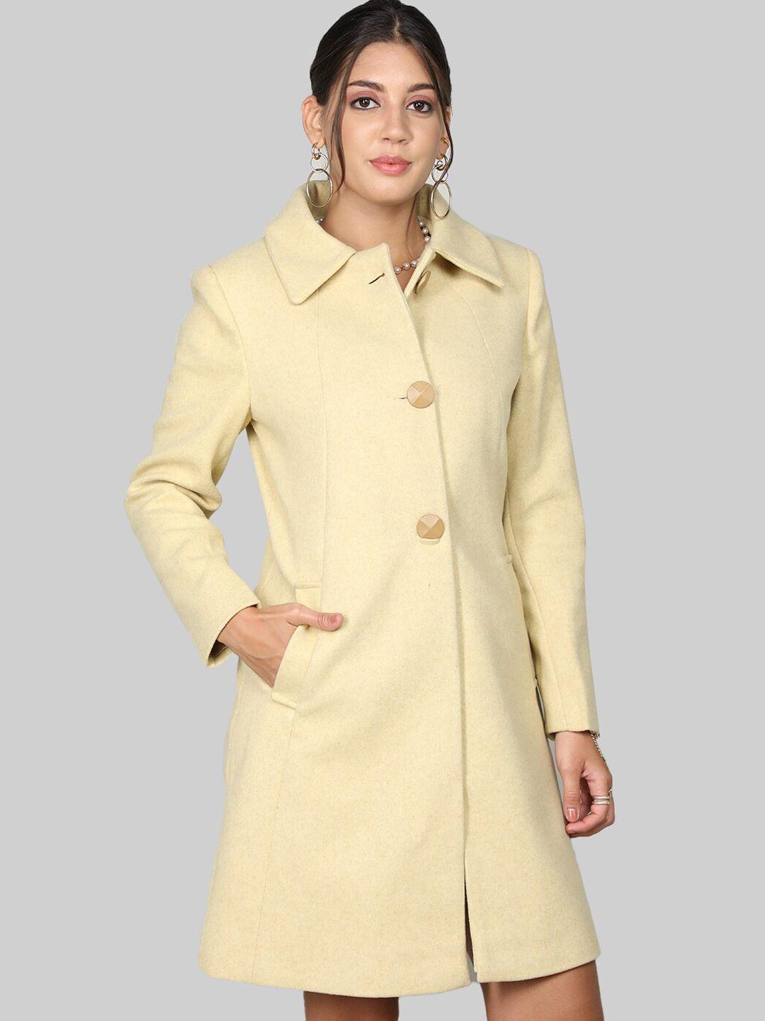 dlanxa spread collar single-breasted wool overcoat