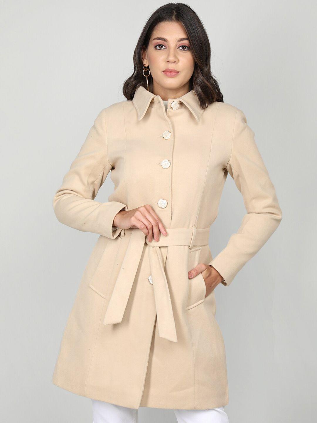 dlanxa belted single-breasted wool overcoat