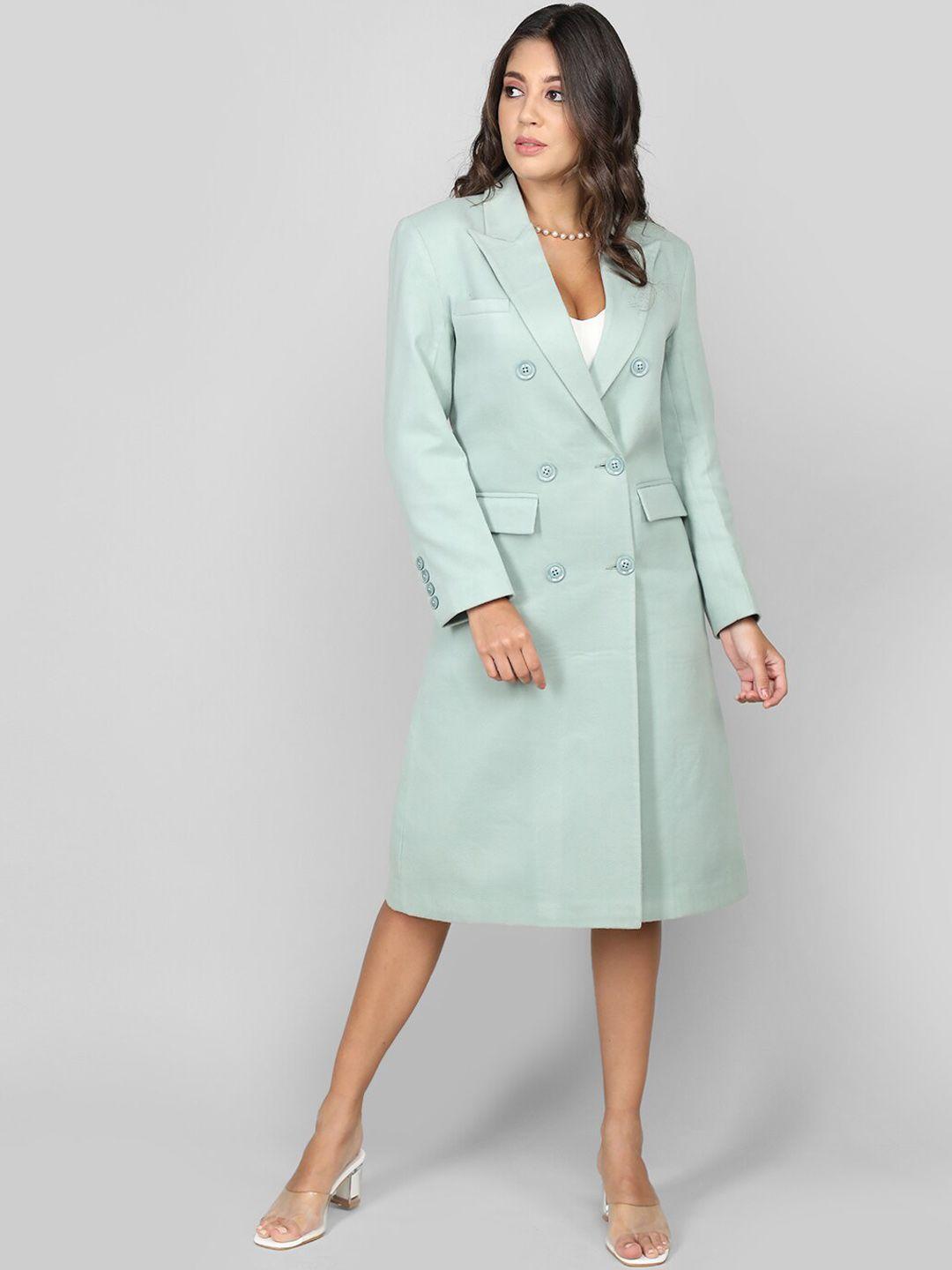 dlanxa double-breasted longline woollen overcoat