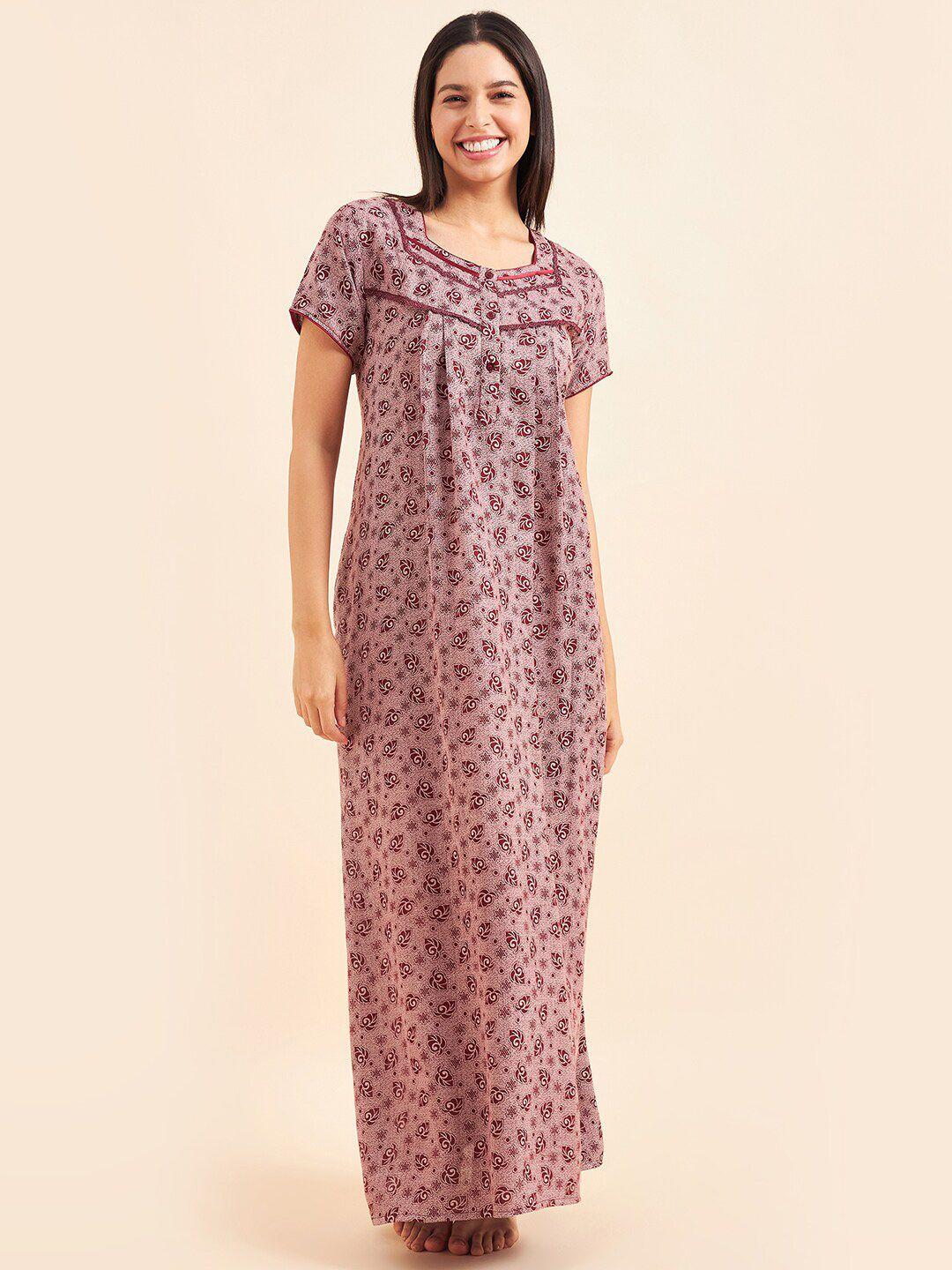 sweet dreams ethnic motif printed cotton maxi nightdress