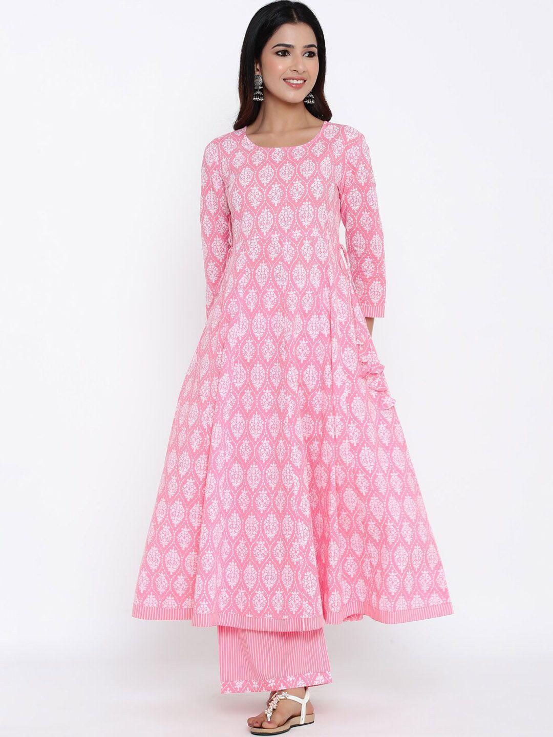 kalini ethnic motifs printed anarkali kurta with palazzos