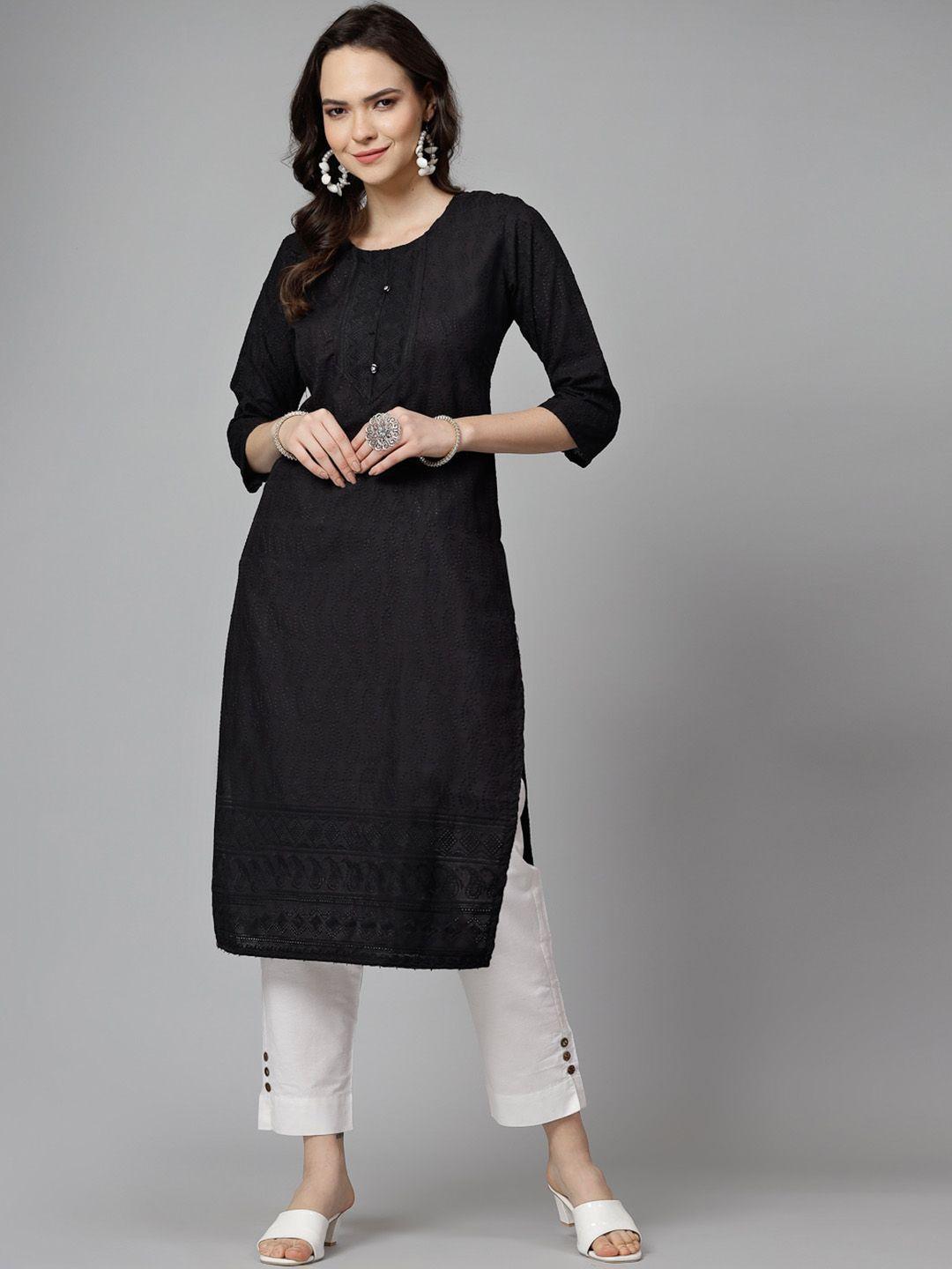 kalini ethnic embroidered round neck straight kurta