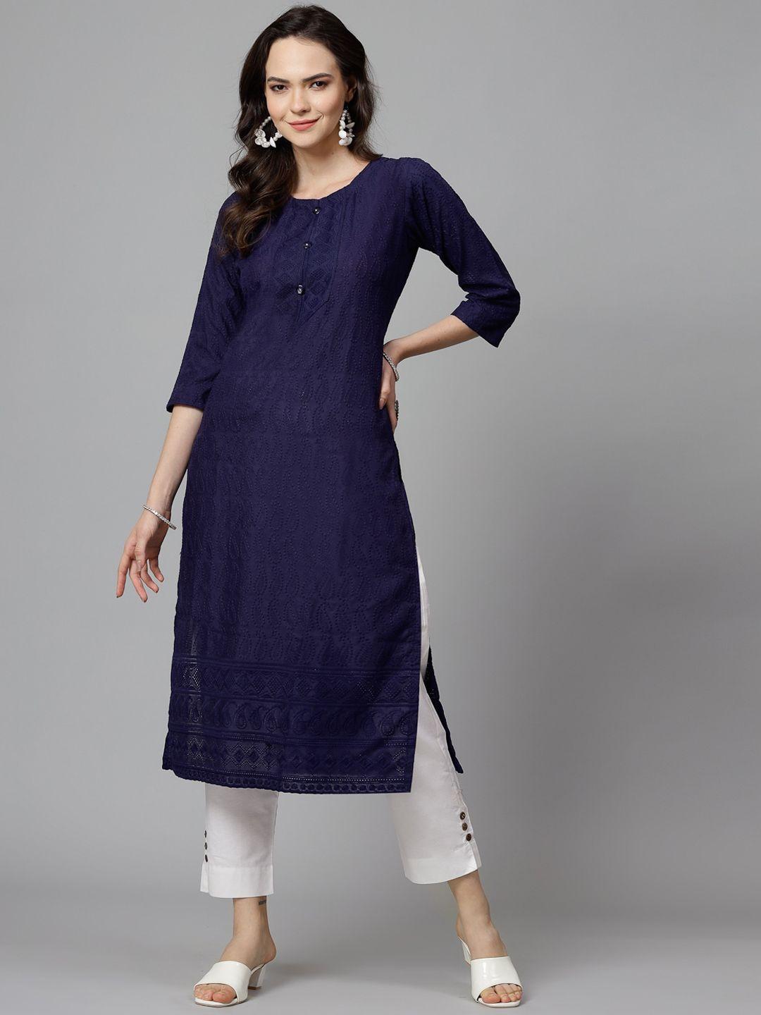 kalini paisley embroidered straight kurta