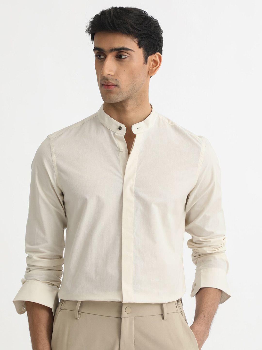 rare rabbit slim fit mandarin collar cotton casual shirt