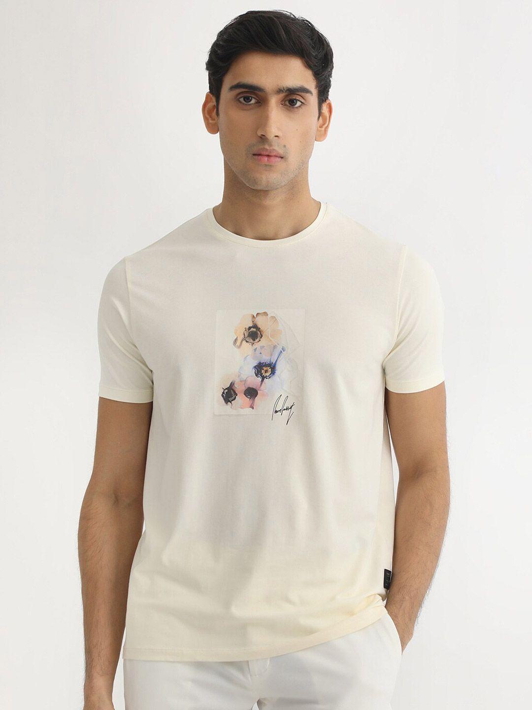 rare rabbit men off white raw edge slim fit t-shirt