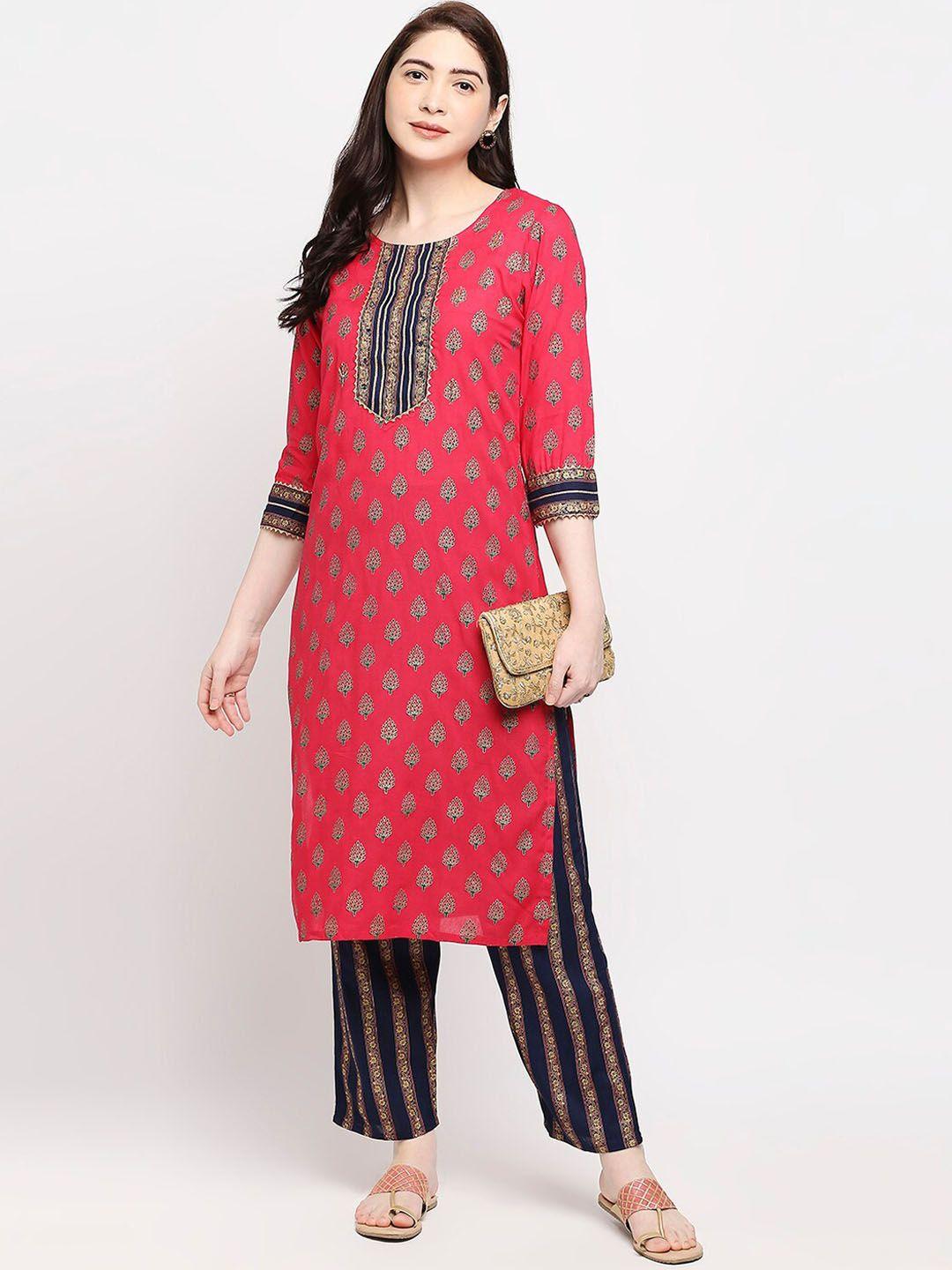 zri ethnic motifs printed gotta patti straight kurta with trousers