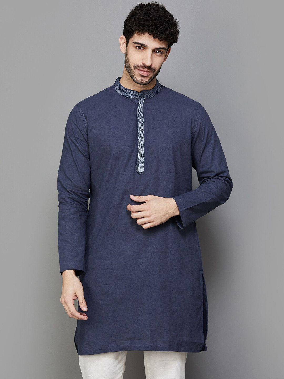 melange by lifestyle mandarin collar long sleeves kurta