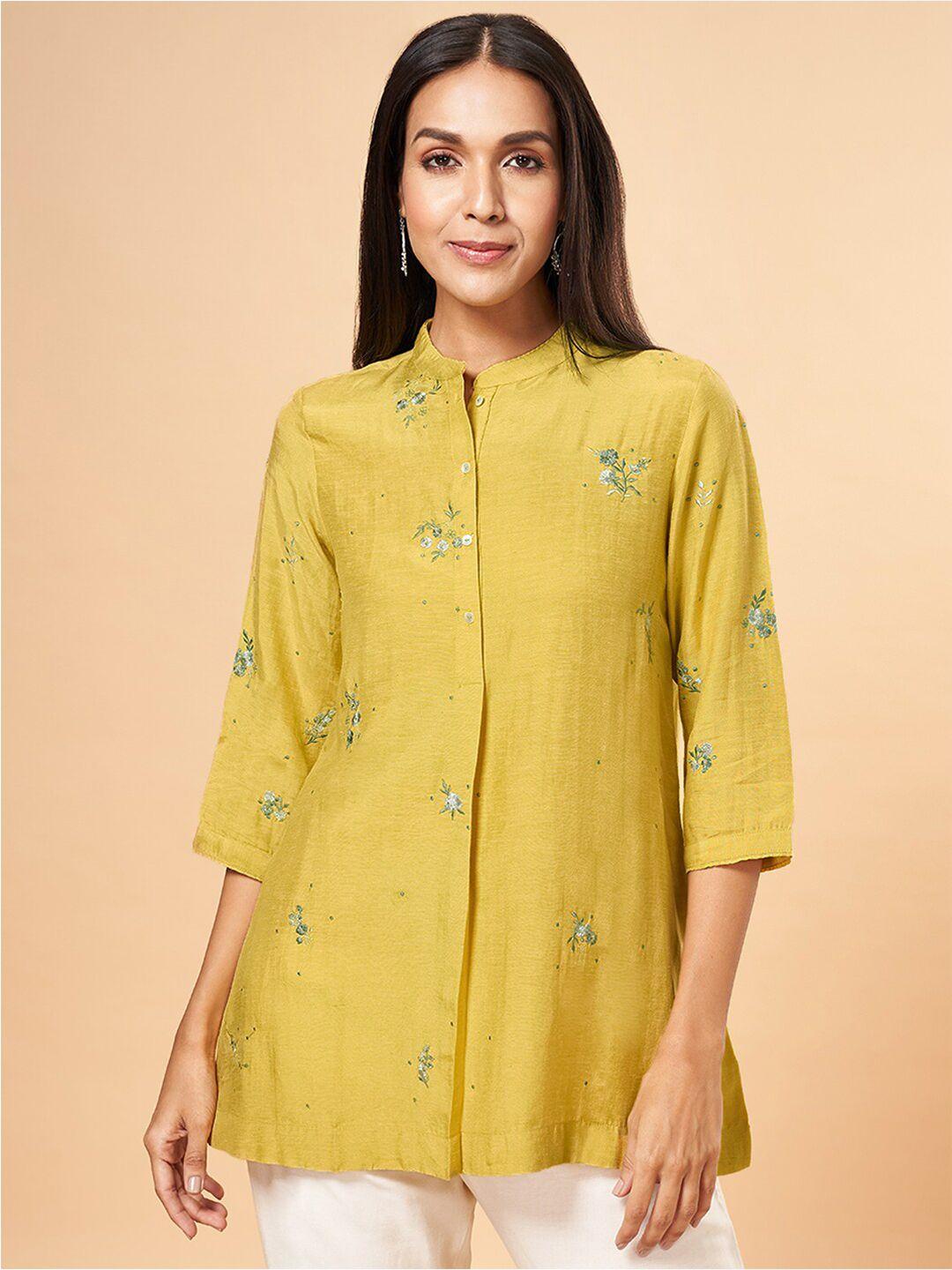 marigold lane embroidered mandarin collar tunics