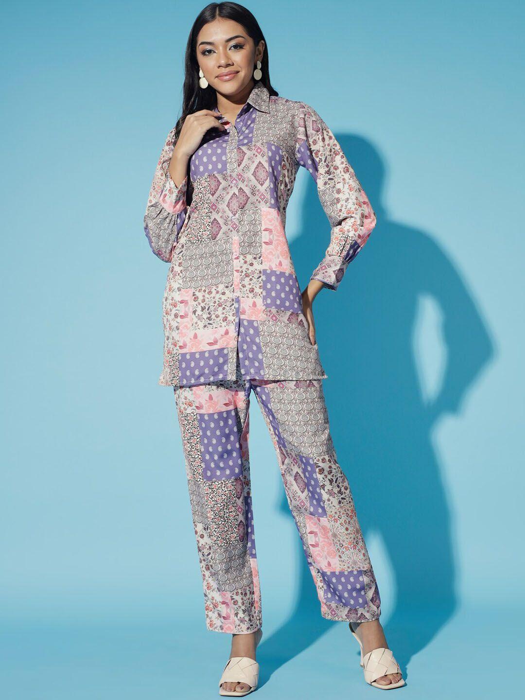 kalini ethnic motifs printed shirt & trousers