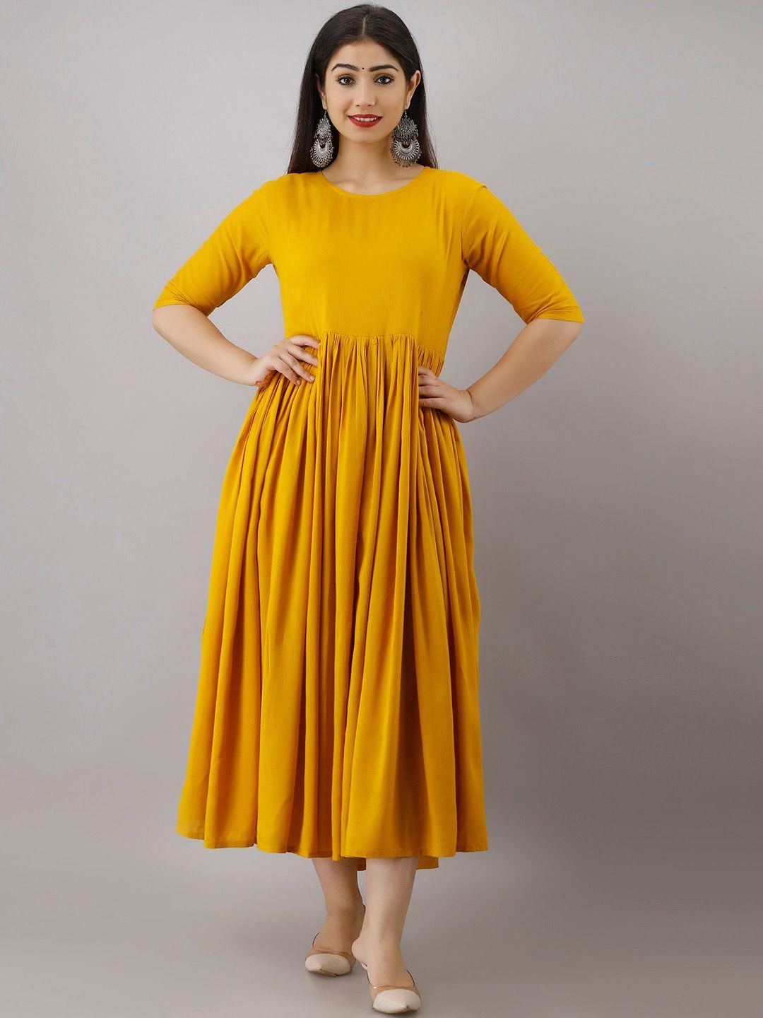 kalini boat neck gathered detail fit & flare midi dresses