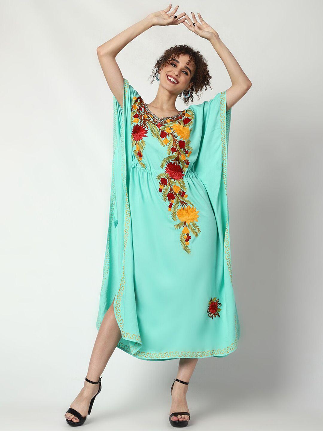 craftbazar floral embroidered kaftan maxi dress