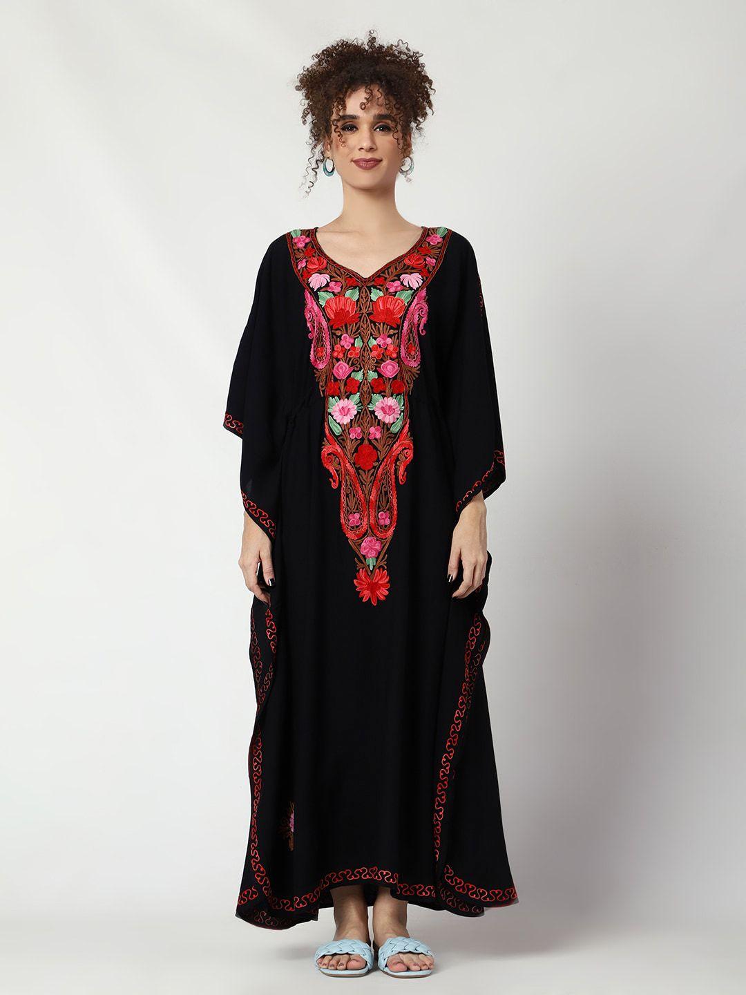 craftbazar floral embroidered kaftan maxi dress