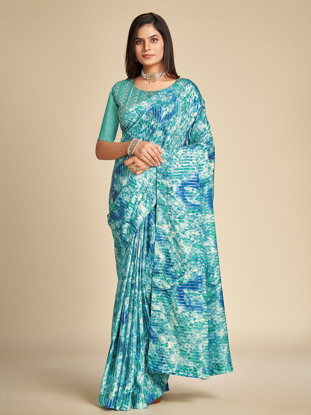 trendmalls abstract printed sequinned pure georgette saree