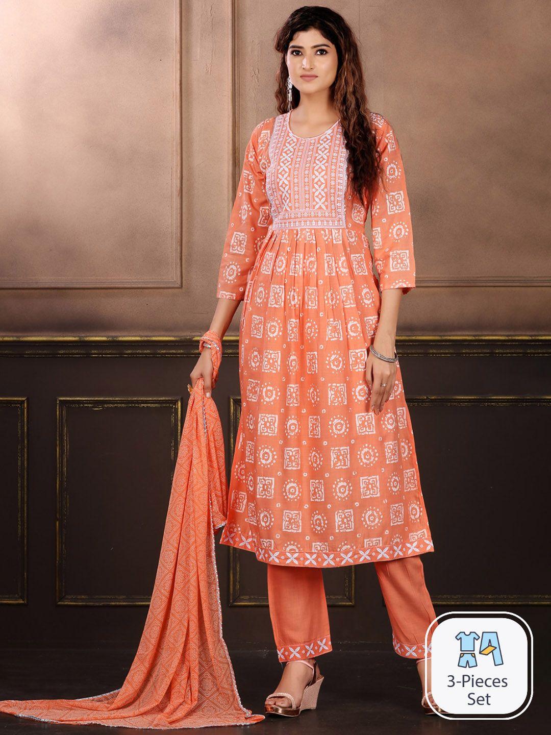 kalini women ethnic motifs printed a-line kurta with trousers & with dupatta