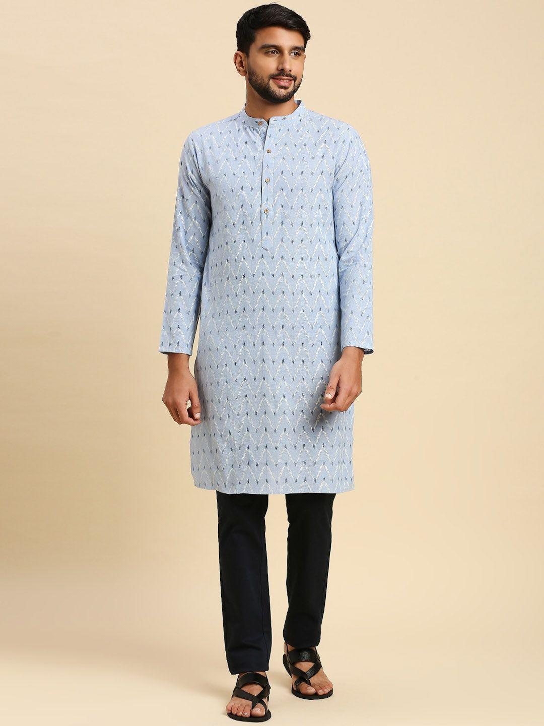 anubhutee men ethnic motifs printed mandarin collar kurta