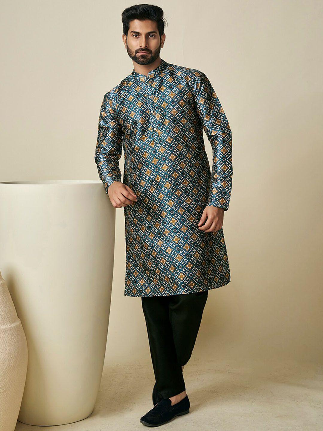 inddus ethnic motif printed straight kurta