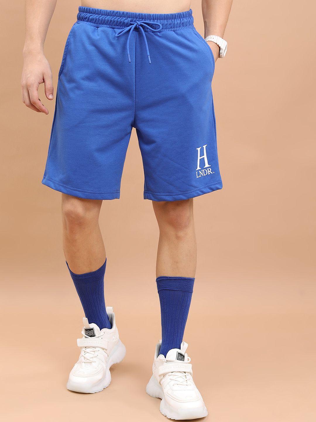 highlander men blue mid-rise sports shorts