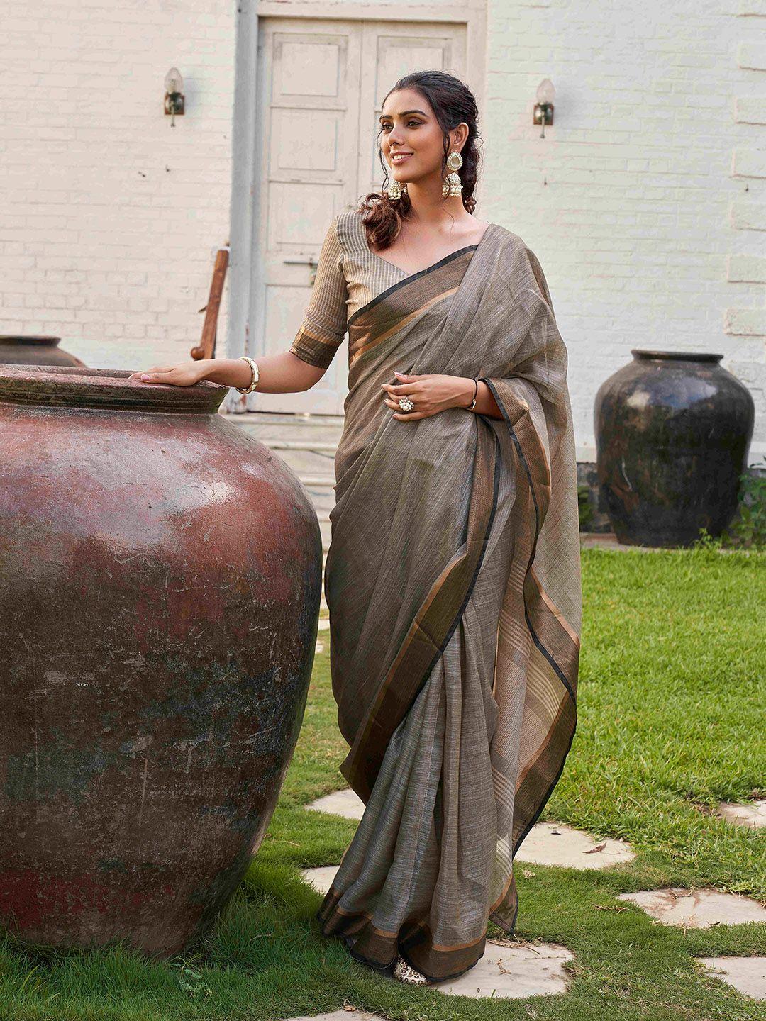 tikhi imli striped zari saree