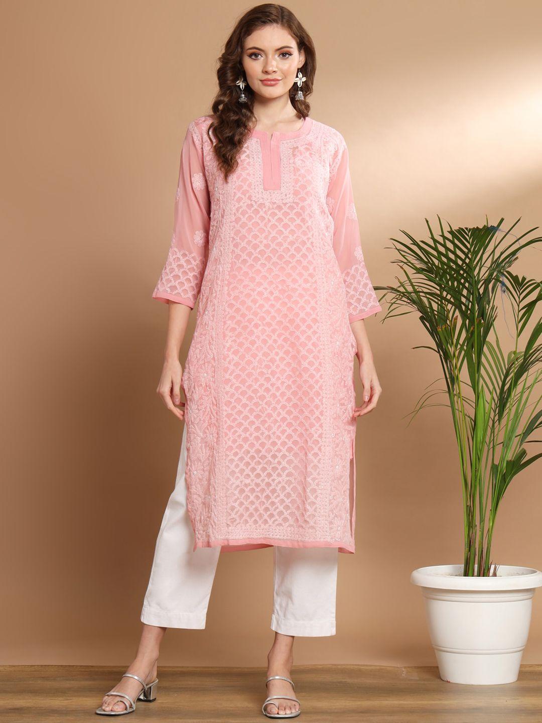 ethnava ethnic motifs embroidered thread work cotton straight kurta