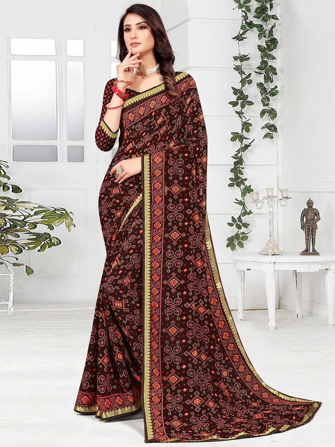 mitera bandhani zari poly georgette bandhani saree