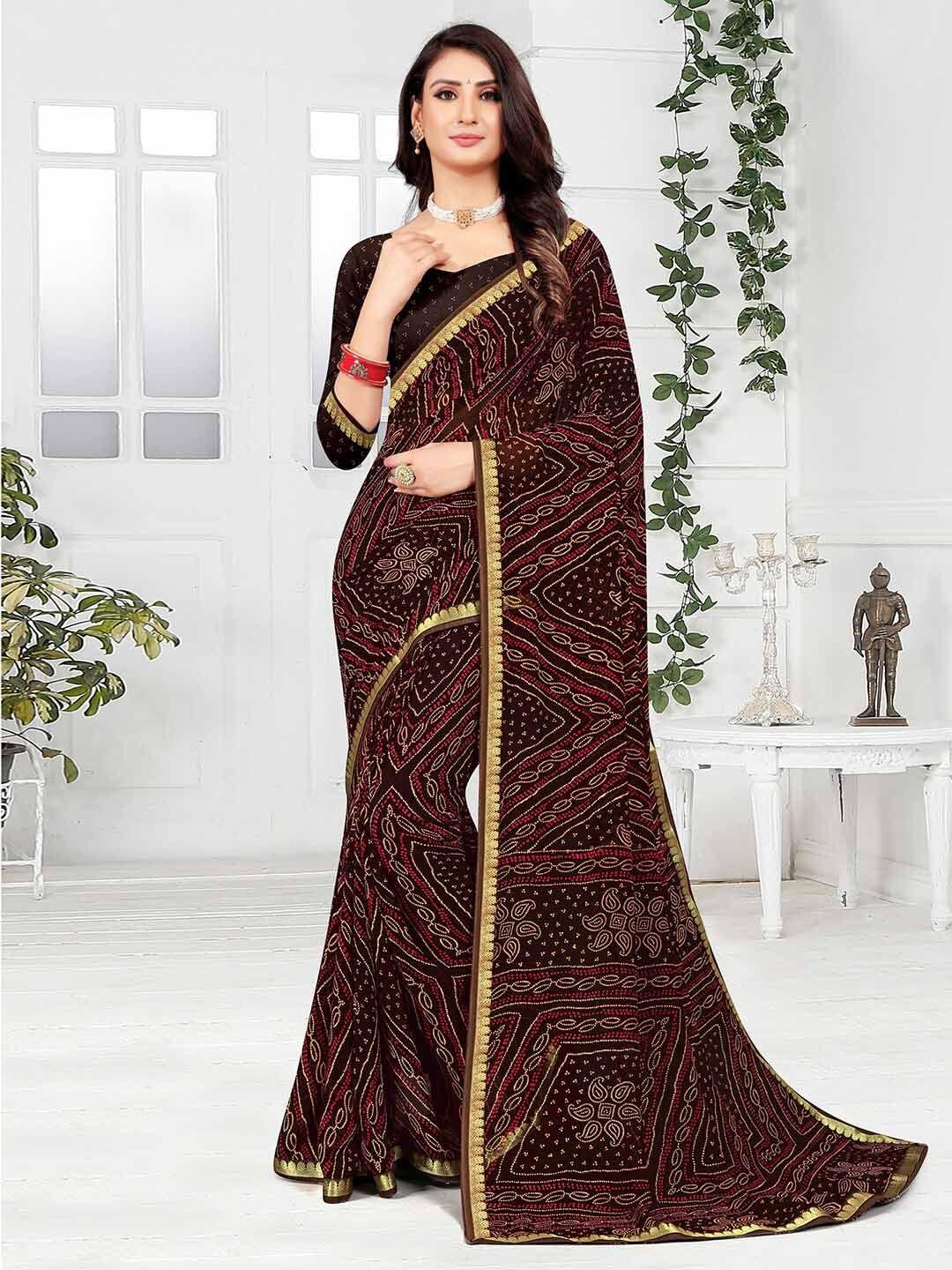 mitera bandhani zari poly georgette bandhani saree