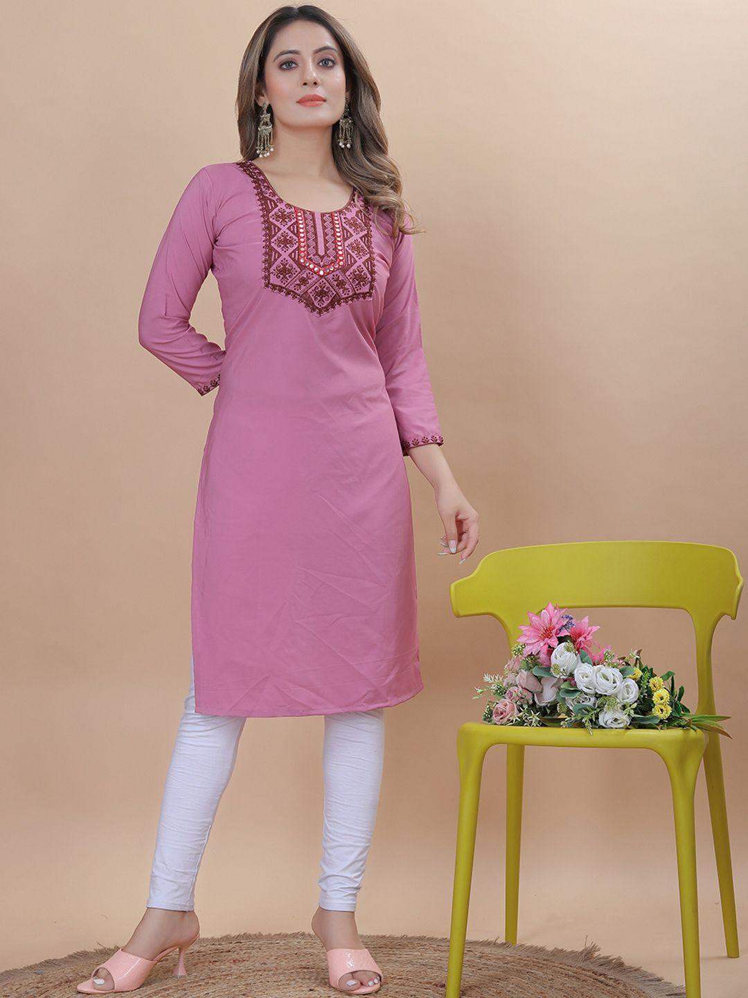 kalini floral thread work crepe kurta